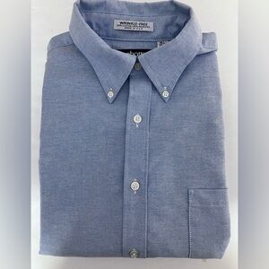 Manhattan Shirtmakers Men’s Oxford Dress Shirt, Blue, 15 1/2, 32/33